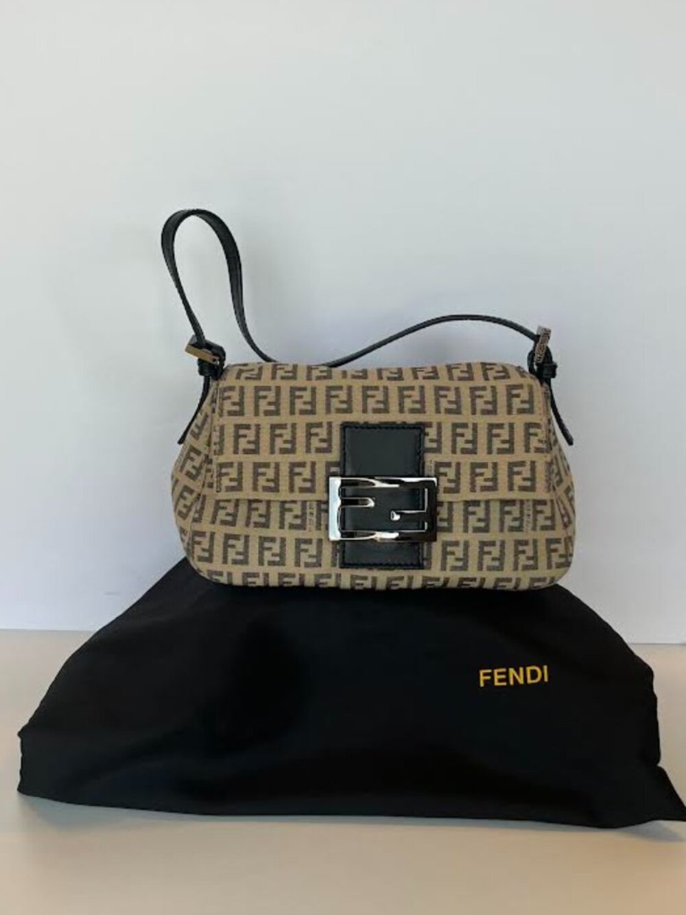 Vintage Fendi Zucca FF Mini Mamma Baguette 8BR180 Shoulder Bag